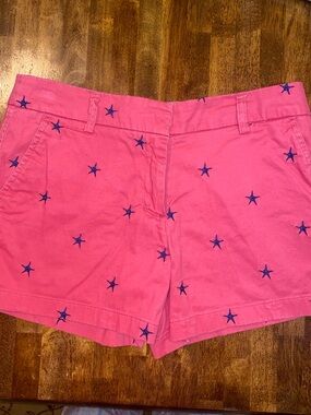 Cambridge Dry Goods Faded Red Shorts with Navy Star Embroidery
